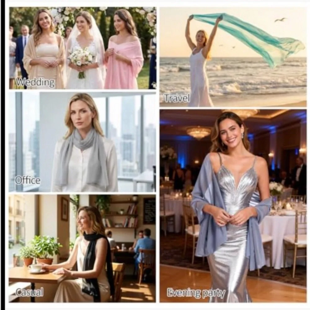 Chiffon Shawl Wrap for Evening Dresses Wedding Bridal Scarf Large Oversized new